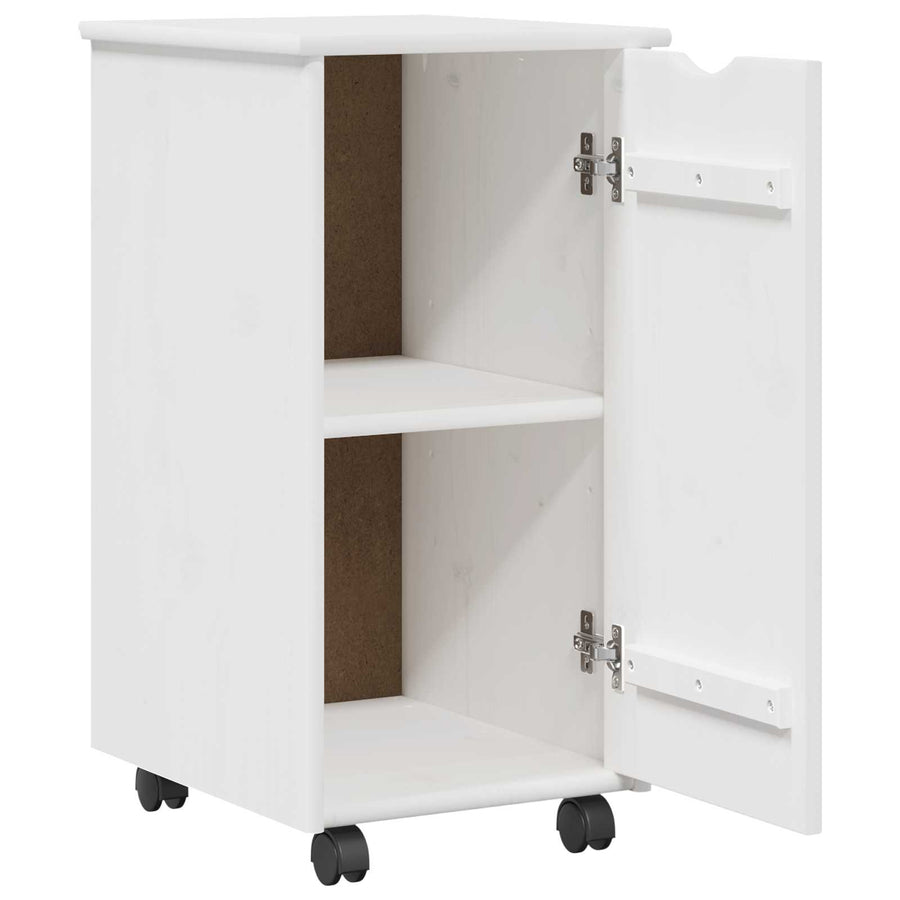 Rolling Kast met wiel Wit 34 x 39 x 65,5 cm Massief Vurenhout