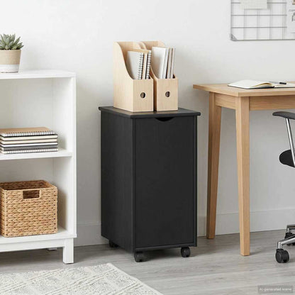 Rolling Kast met wiel Zwart 34 x 39 x 65,5 cm Massief Vurenhout