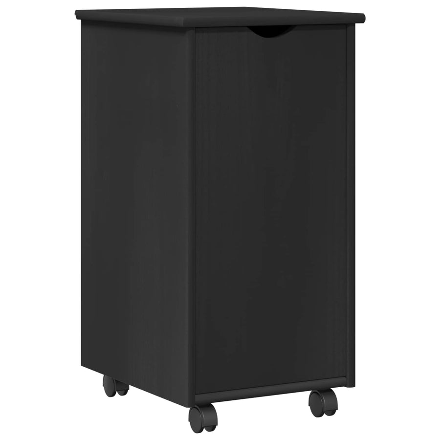 Rolling Kast met wiel Zwart 34 x 39 x 65,5 cm Massief Vurenhout