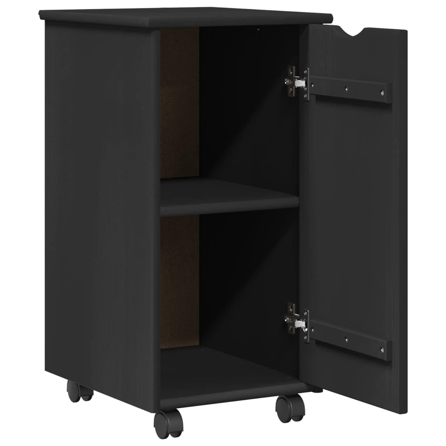 Rolling Kast met wiel Zwart 34 x 39 x 65,5 cm Massief Vurenhout