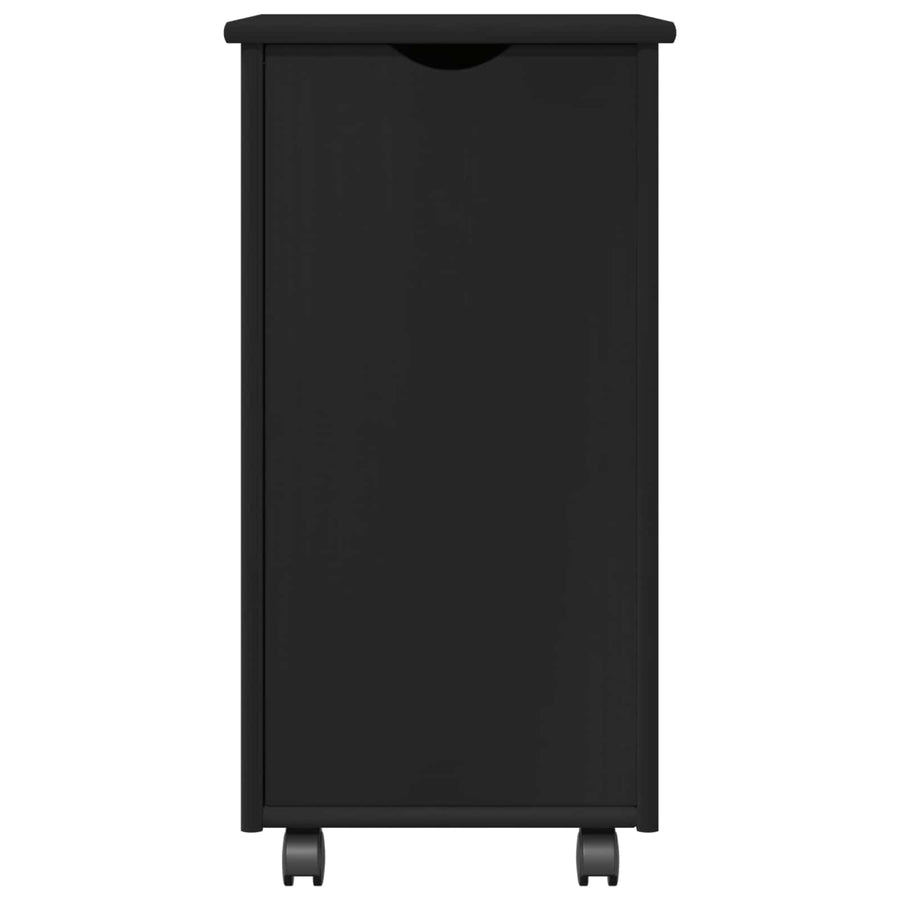 Rolling Kast met wiel Zwart 34 x 39 x 65,5 cm Massief Vurenhout