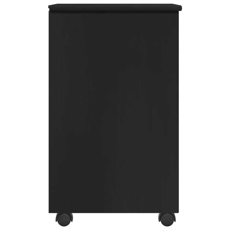 Rolling Kast met wiel Zwart 34 x 39 x 65,5 cm Massief Vurenhout