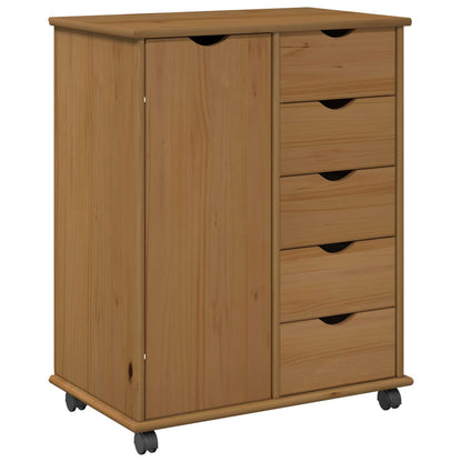Rolling Kast Honingbruin 63,5 x 39 x 79 cm Massief Vurenhout