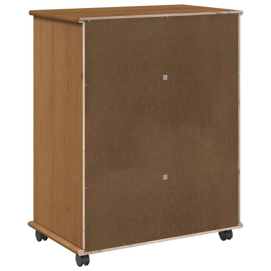 Rolling Kast Honingbruin 63,5 x 39 x 79 cm Massief Vurenhout
