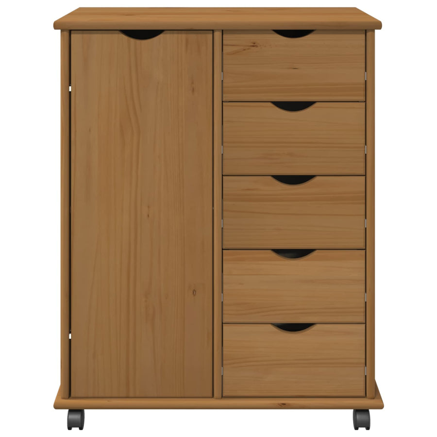 Rolling Kast Honingbruin 63,5 x 39 x 79 cm Massief Vurenhout