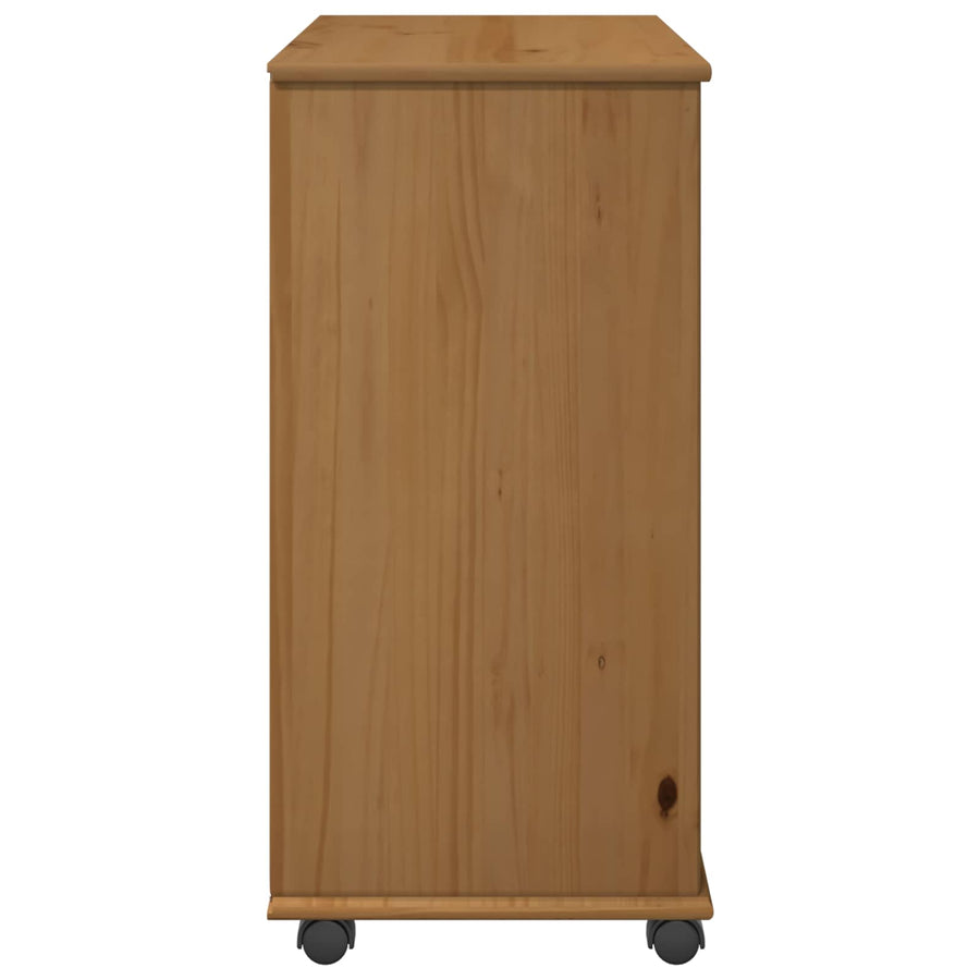 Rolling Kast Honingbruin 63,5 x 39 x 79 cm Massief Vurenhout
