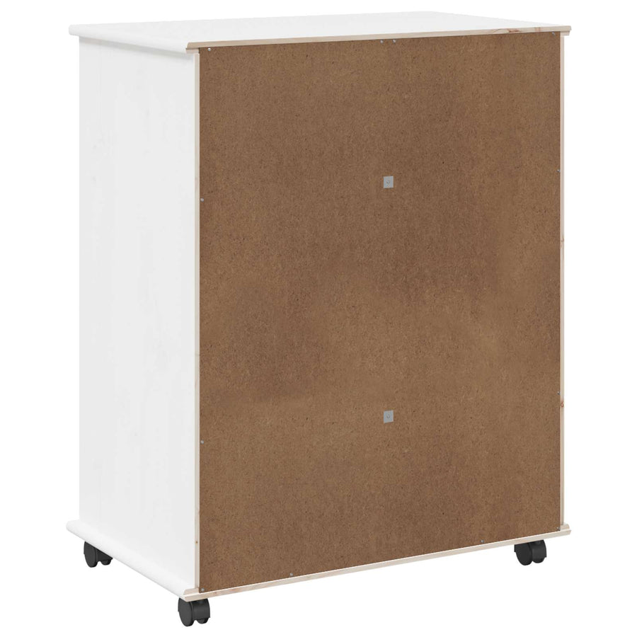 Rolling Kast met wiel Wit 63,5 x 39 x 79 cm Massief Vurenhout