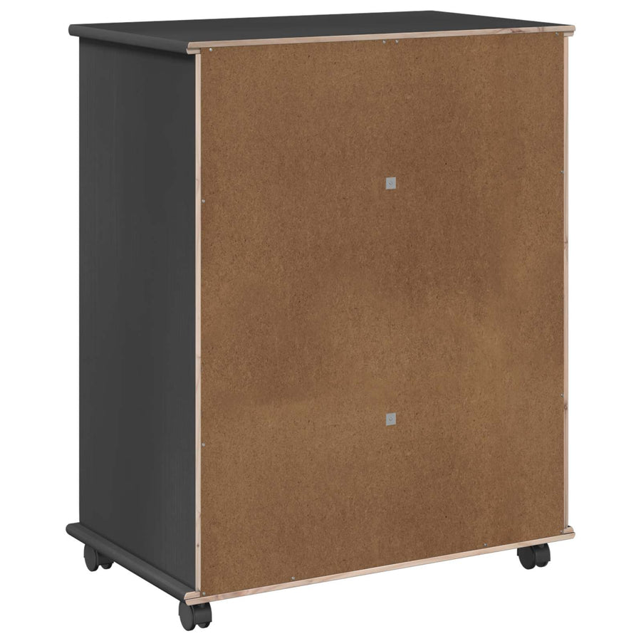 Rolling Kast met wiel Grijs 63,5 x 39 x 79 cm Massief Vurenhout