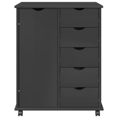 Rolling Kast met wiel Grijs 63,5 x 39 x 79 cm Massief Vurenhout