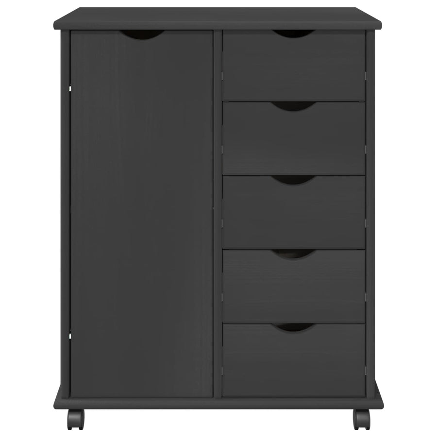 Rolling Kast met wiel Grijs 63,5 x 39 x 79 cm Massief Vurenhout