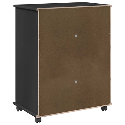 Rolling Kast met wiel Zwart 63,5 x 39 x 79 cm Massief Vurenhout