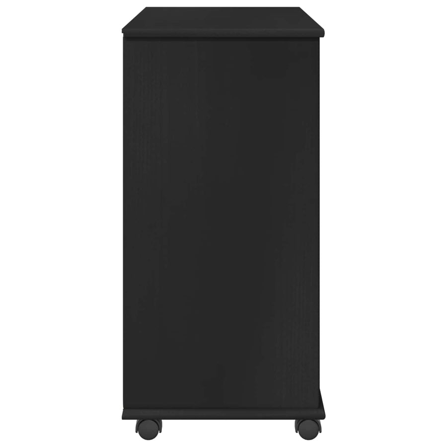 Rolling Kast met wiel Zwart 63,5 x 39 x 79 cm Massief Vurenhout