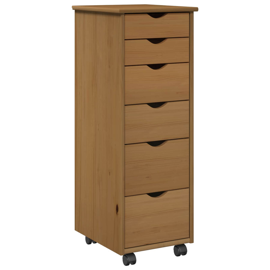Rolling Kast Honingbruin 34 x 39 x 93,5 cm Massief Vurenhout