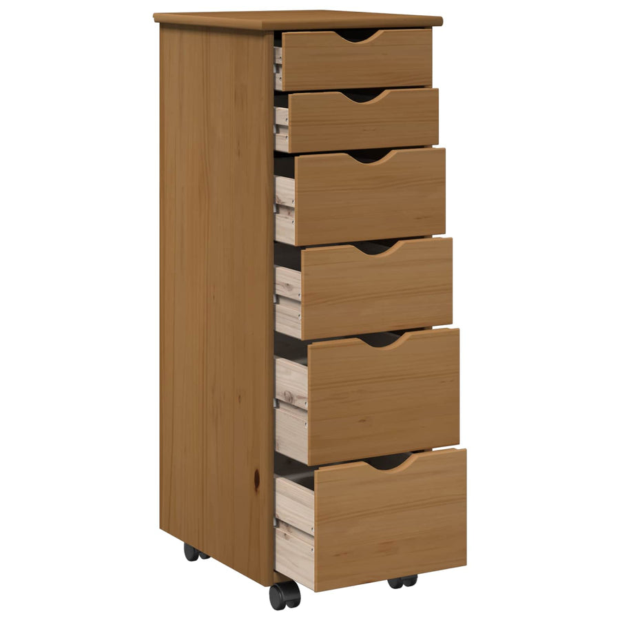 Rolling Kast Honingbruin 34 x 39 x 93,5 cm Massief Vurenhout