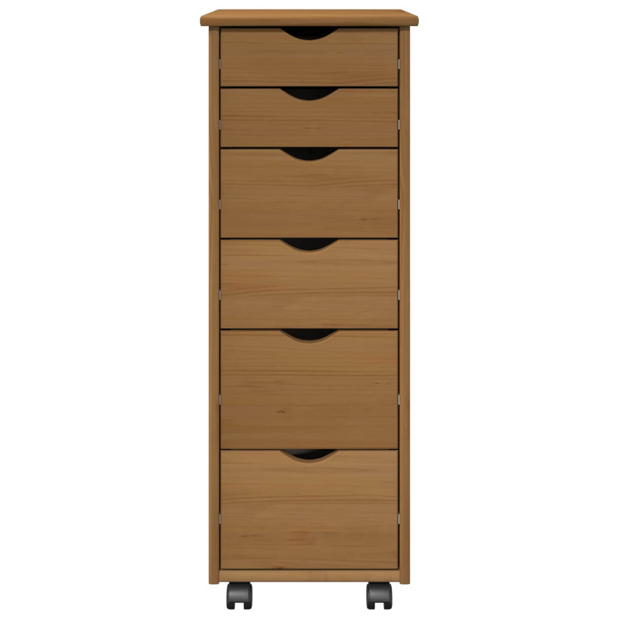 Rolling Kast Honingbruin 34 x 39 x 93,5 cm Massief Vurenhout