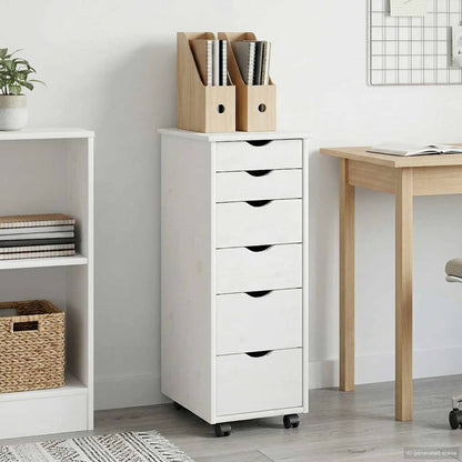 Rolling Kast met wiel Wit 34 x 39 x 93,5 cm Massief Vurenhout