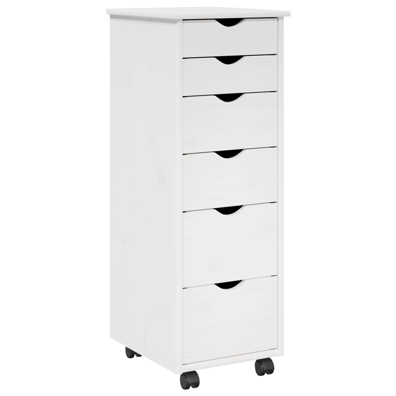 Rolling Kast met wiel Wit 34 x 39 x 93,5 cm Massief Vurenhout