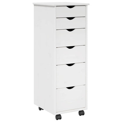 Rolling Kast met wiel Wit 34 x 39 x 93,5 cm Massief Vurenhout