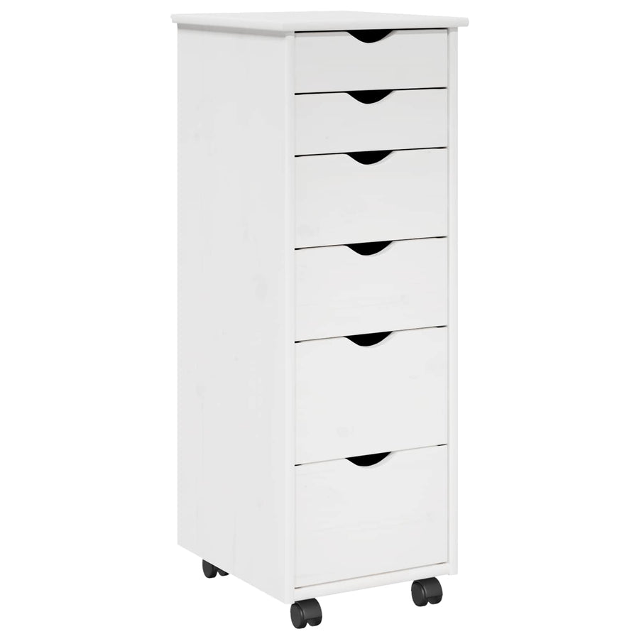 Rolling Kast met wiel Wit 34 x 39 x 93,5 cm Massief Vurenhout