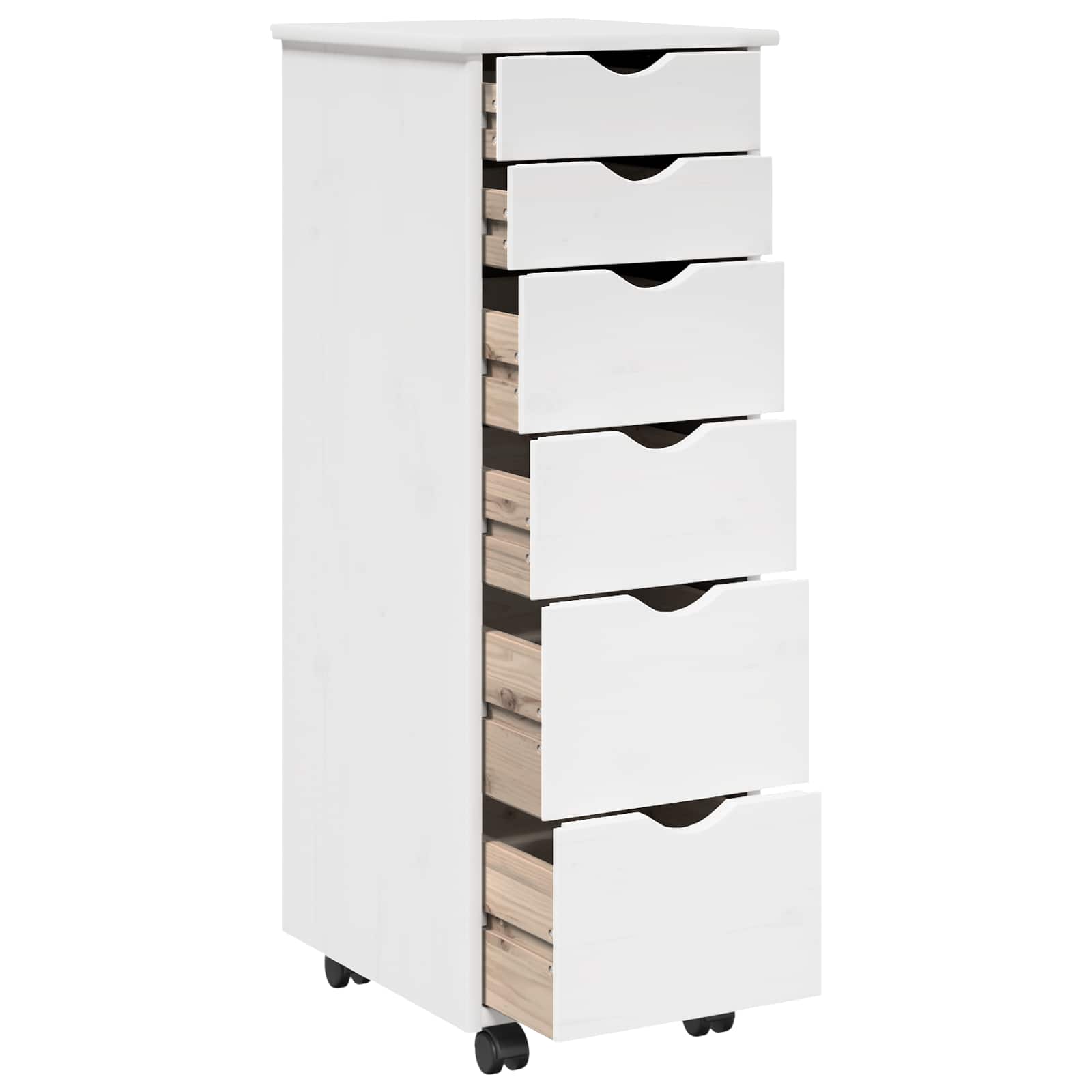 Rolling Kast met wiel Wit 34 x 39 x 93,5 cm Massief Vurenhout