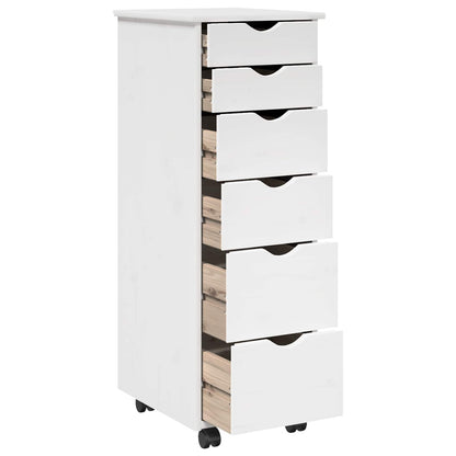 Rolling Kast met wiel Wit 34 x 39 x 93,5 cm Massief Vurenhout