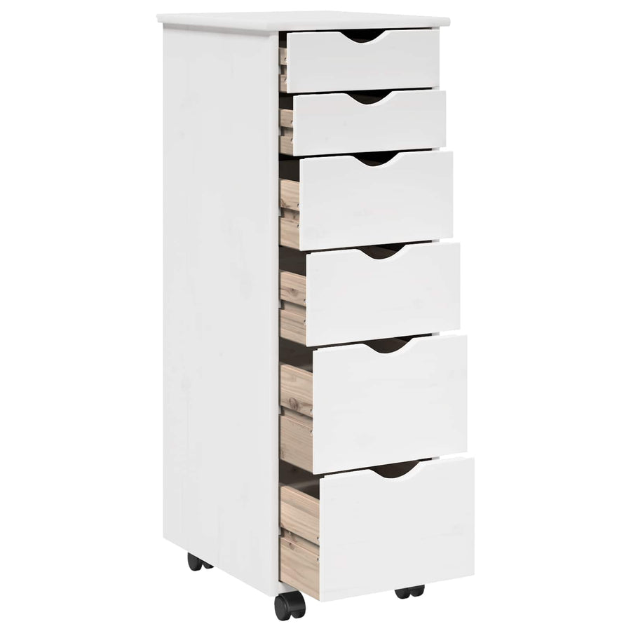 Rolling Kast met wiel Wit 34 x 39 x 93,5 cm Massief Vurenhout