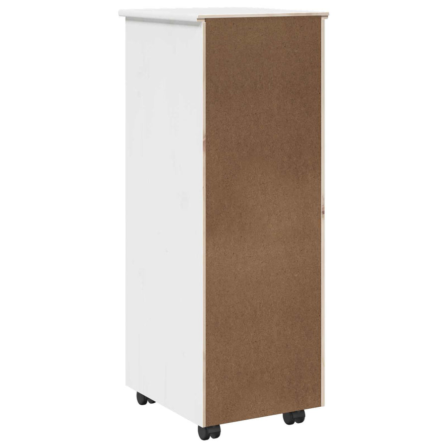 Rolling Kast met wiel Wit 34 x 39 x 93,5 cm Massief Vurenhout