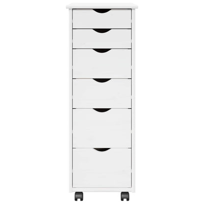 Rolling Kast met wiel Wit 34 x 39 x 93,5 cm Massief Vurenhout