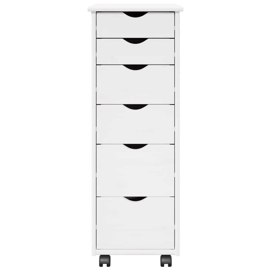 Rolling Kast met wiel Wit 34 x 39 x 93,5 cm Massief Vurenhout