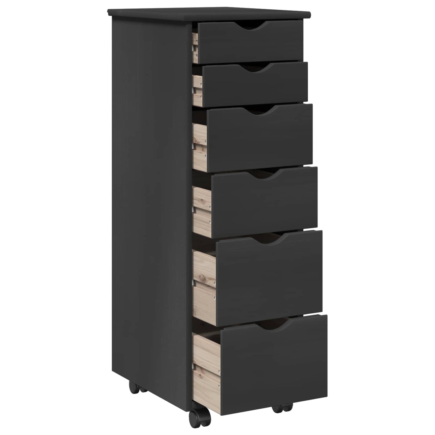 Rolling Kast met wiel Grijs 34 x 39 x 93,5 cm Massief Vurenhout
