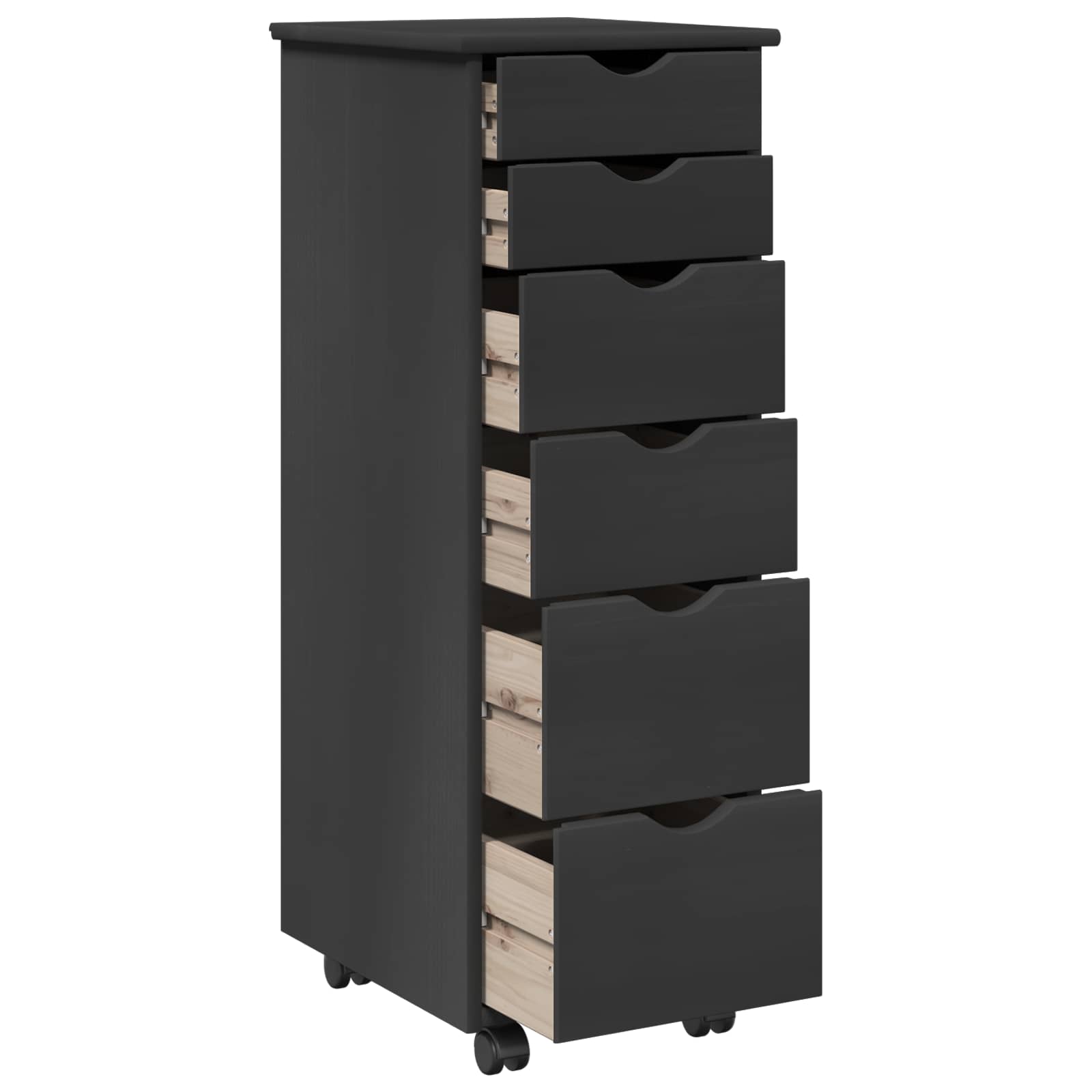 Rolling Kast met wiel Grijs 34 x 39 x 93,5 cm Massief Vurenhout