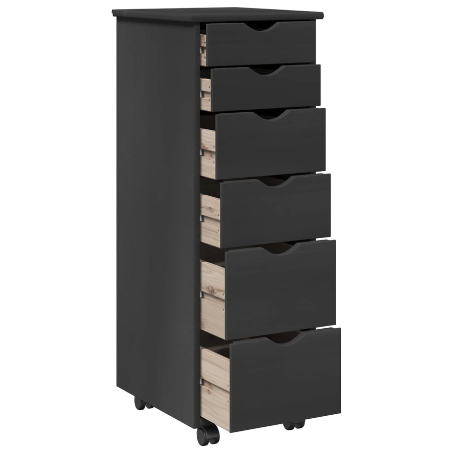 Rolling Kast met wiel Grijs 34 x 39 x 93,5 cm Massief Vurenhout