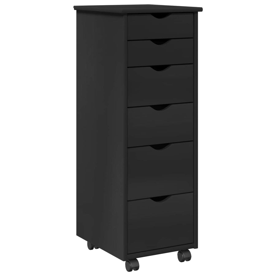 Rolling Kast met wiel Zwart 34 x 39 x 93,5 cm Massief Vurenhout