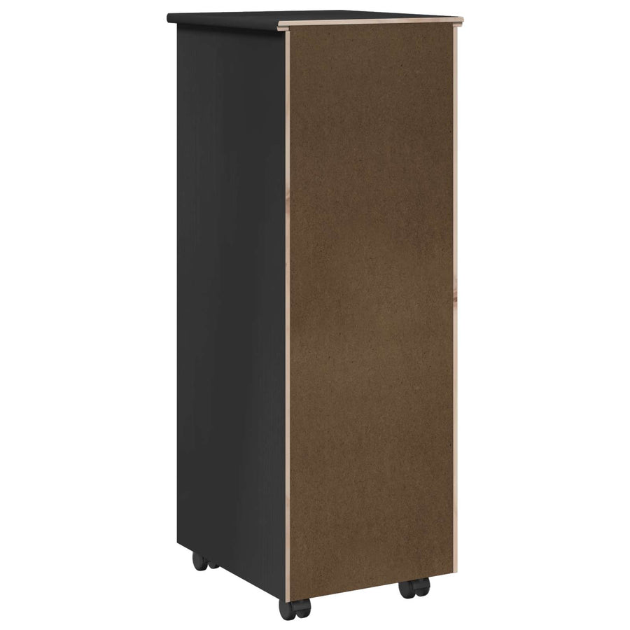 Rolling Kast met wiel Zwart 34 x 39 x 93,5 cm Massief Vurenhout
