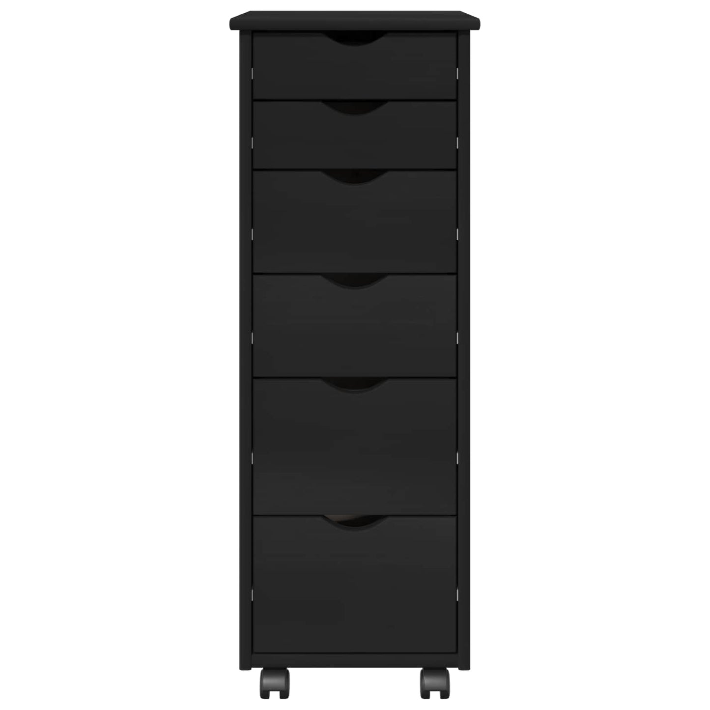 Rolling Kast met wiel Zwart 34 x 39 x 93,5 cm Massief Vurenhout