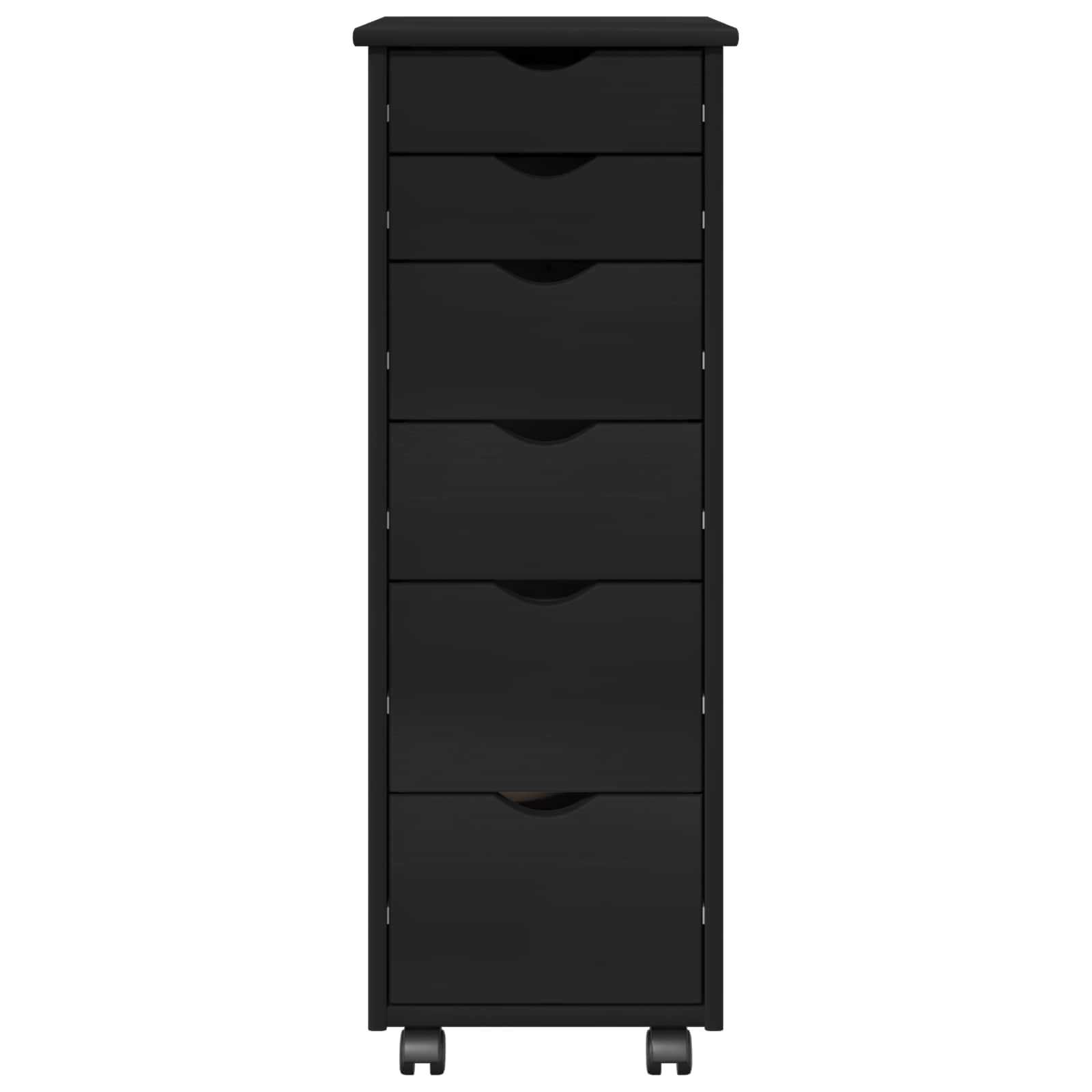 Rolling Kast met wiel Zwart 34 x 39 x 93,5 cm Massief Vurenhout