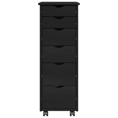 Rolling Kast met wiel Zwart 34 x 39 x 93,5 cm Massief Vurenhout