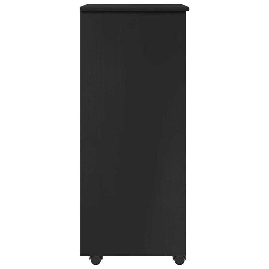 Rolling Kast met wiel Zwart 34 x 39 x 93,5 cm Massief Vurenhout