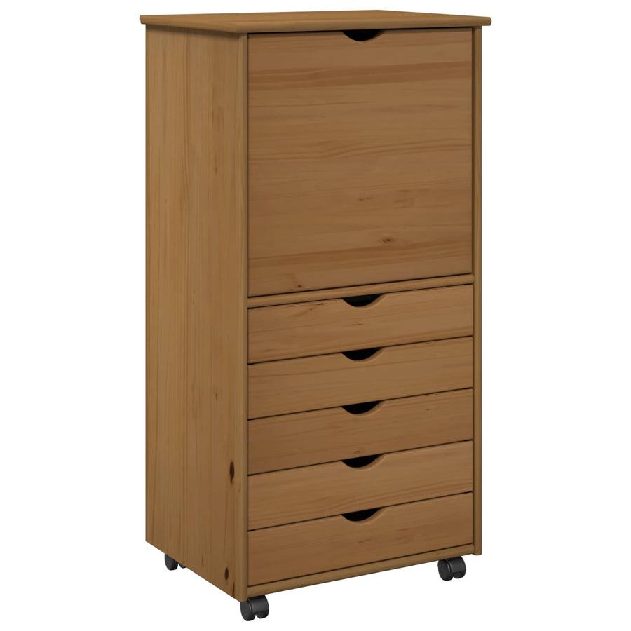 Rolling Kast Honingbruin 53 x 39 x 103 cm Massief Vurenhout