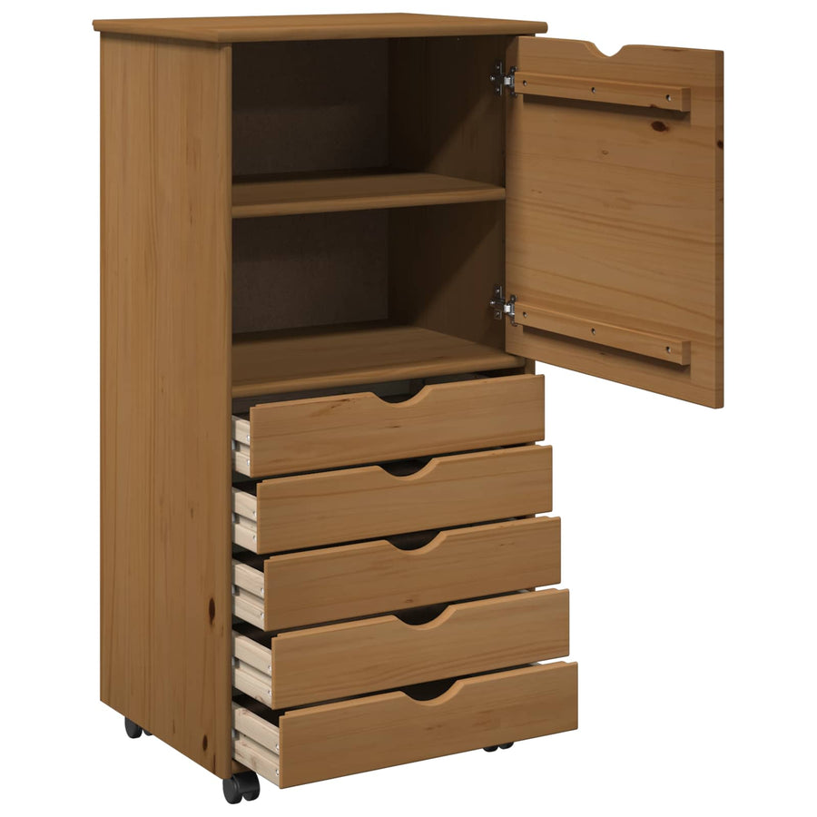 Rolling Kast Honingbruin 53 x 39 x 103 cm Massief Vurenhout