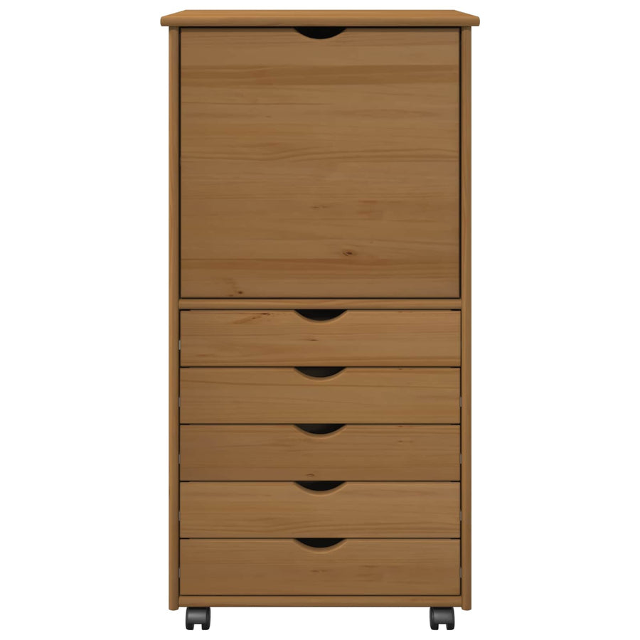 Rolling Kast Honingbruin 53 x 39 x 103 cm Massief Vurenhout