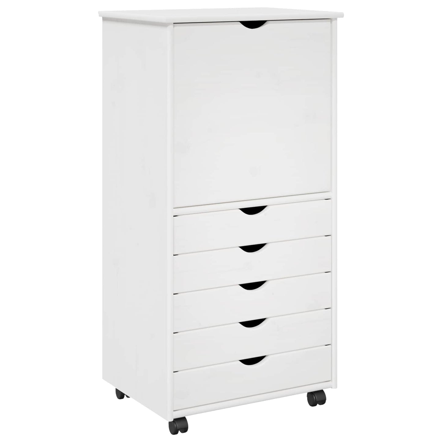 Rolling Kast met wiel Wit 53 x 39 x 103 cm Massief Vurenhout