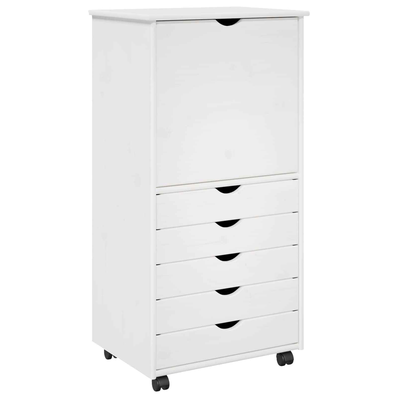 Rolling Kast met wiel Wit 53 x 39 x 103 cm Massief Vurenhout