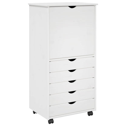 Rolling Kast met wiel Wit 53 x 39 x 103 cm Massief Vurenhout
