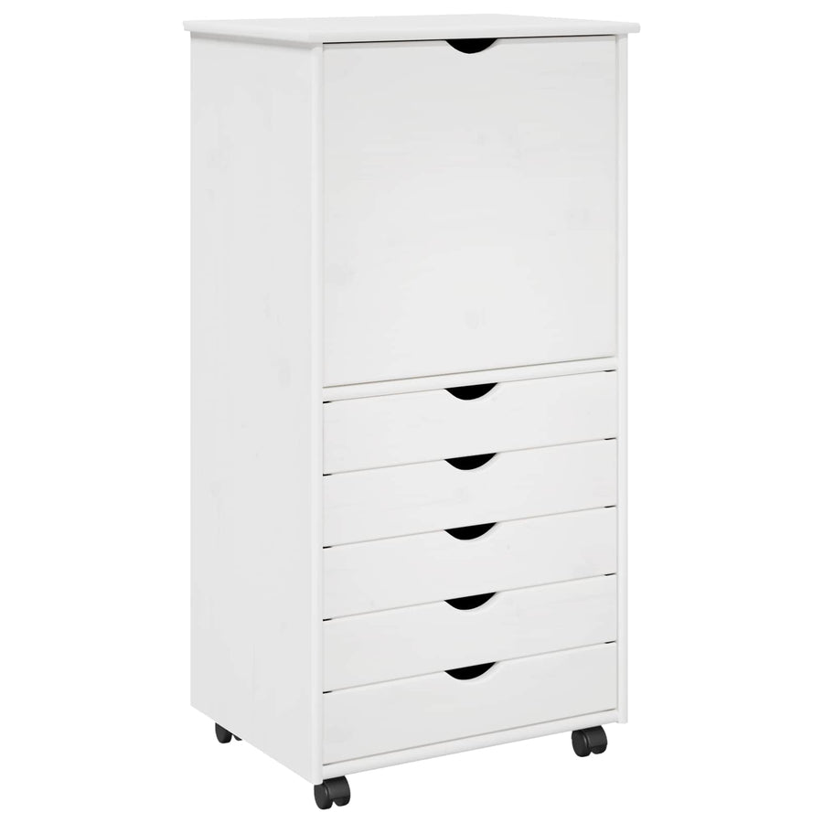 Rolling Kast met wiel Wit 53 x 39 x 103 cm Massief Vurenhout