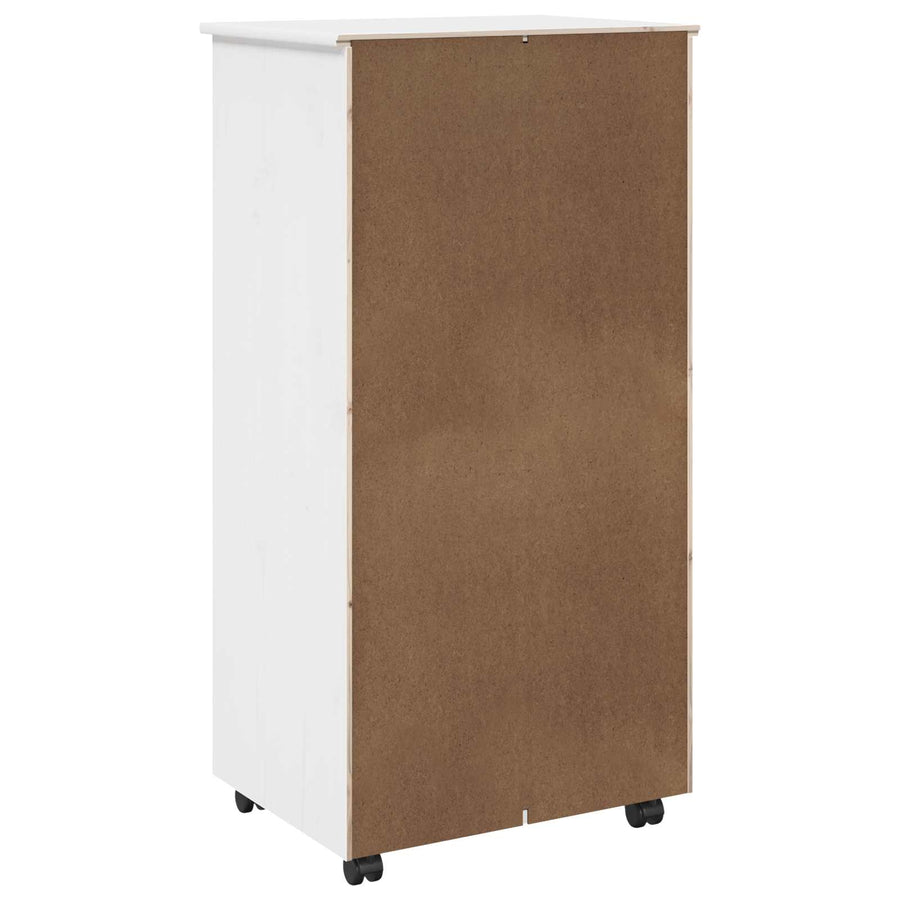 Rolling Kast met wiel Wit 53 x 39 x 103 cm Massief Vurenhout