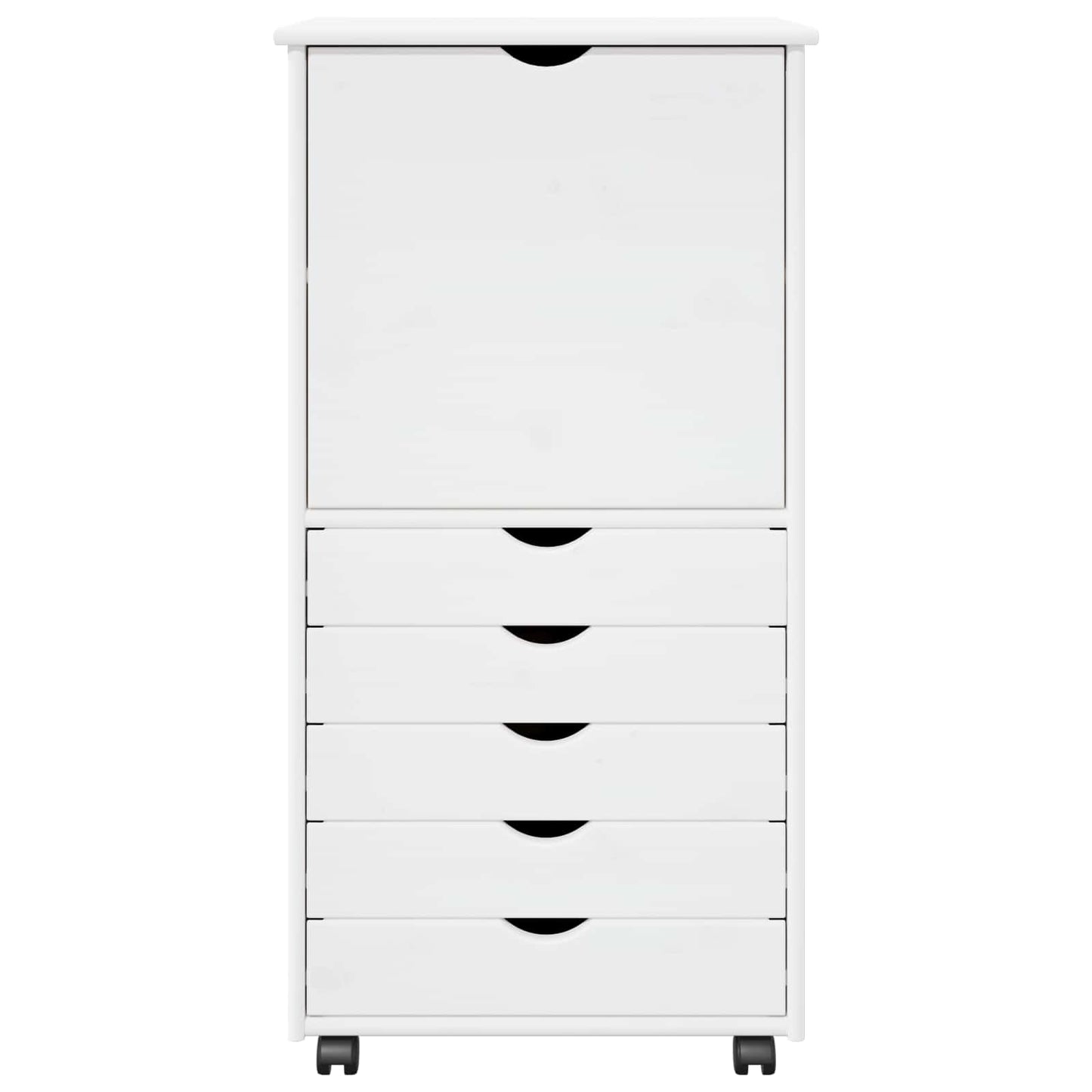 Rolling Kast met wiel Wit 53 x 39 x 103 cm Massief Vurenhout