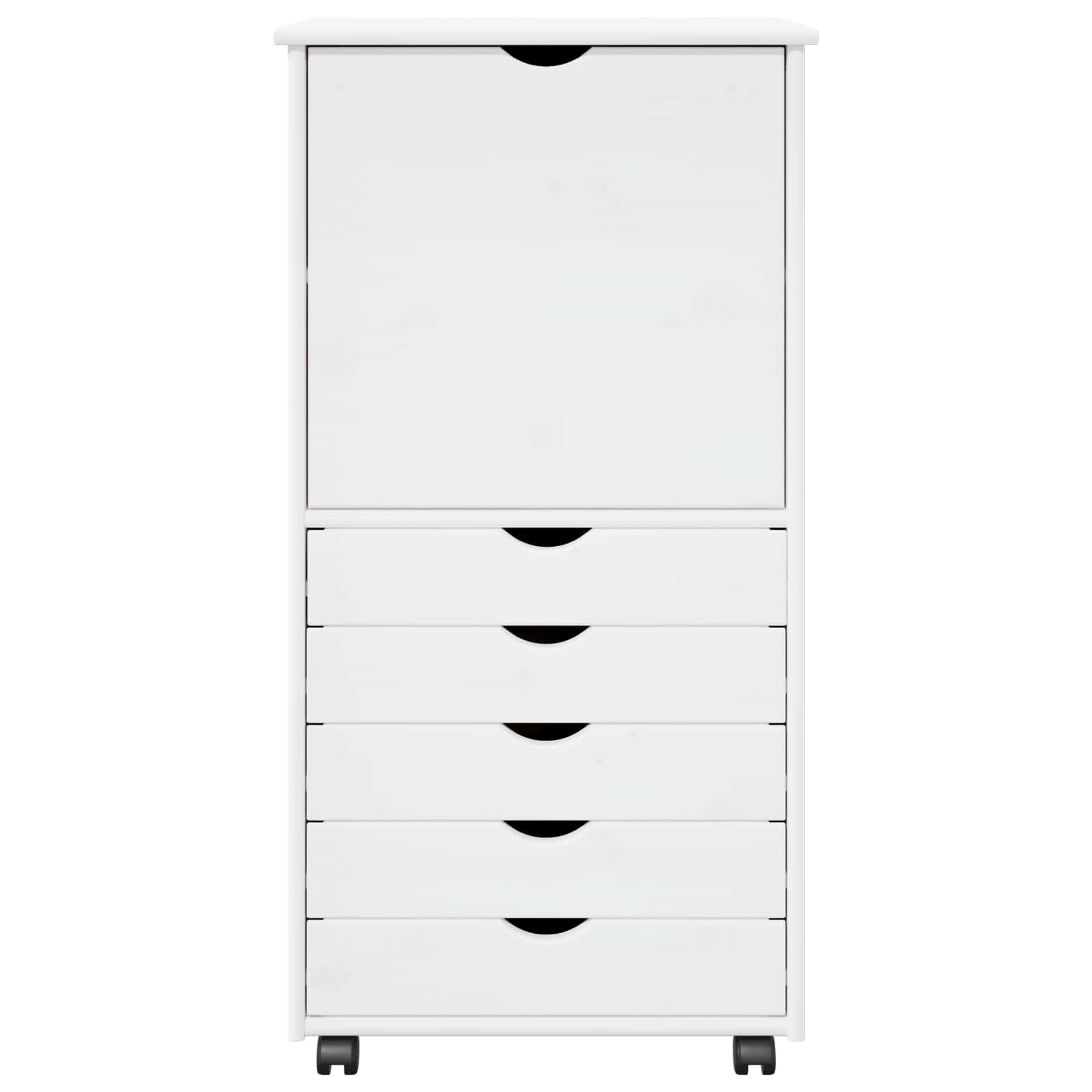 Rolling Kast met wiel Wit 53 x 39 x 103 cm Massief Vurenhout