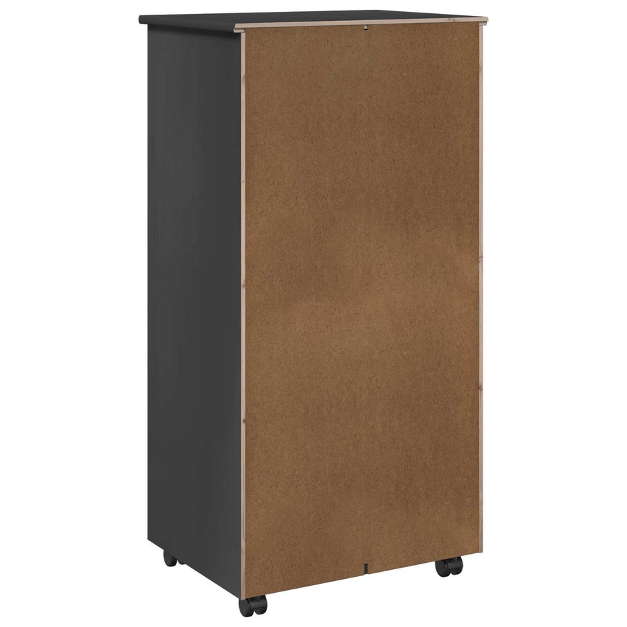 Rolling Kast met wiel Grijs 53 x 39 x 103 cm Massief Vurenhout