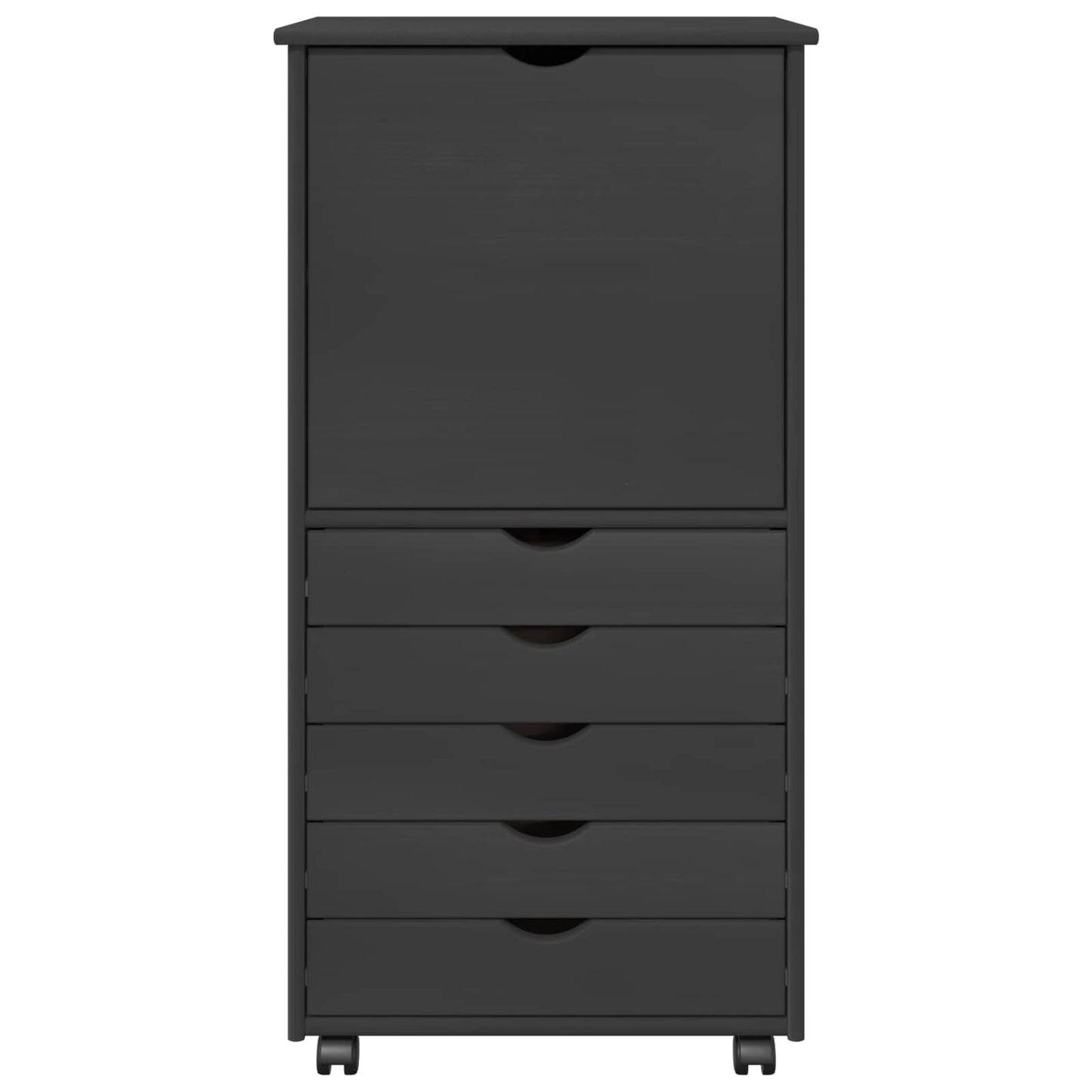 Rolling Kast met wiel Grijs 53 x 39 x 103 cm Massief Vurenhout